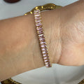 Gold plated pink tennis bracelet