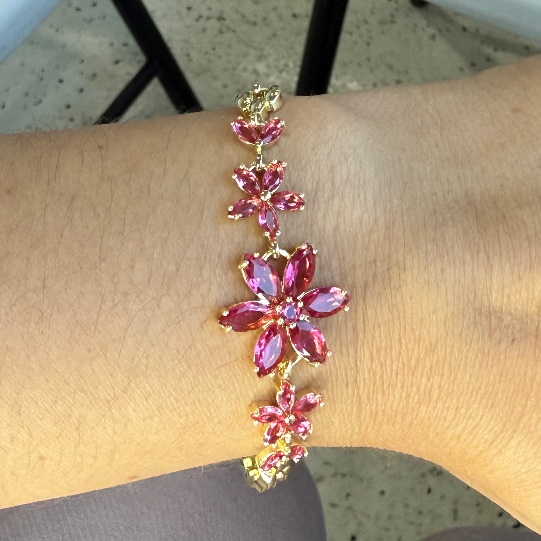 Gold plated flower bracelet