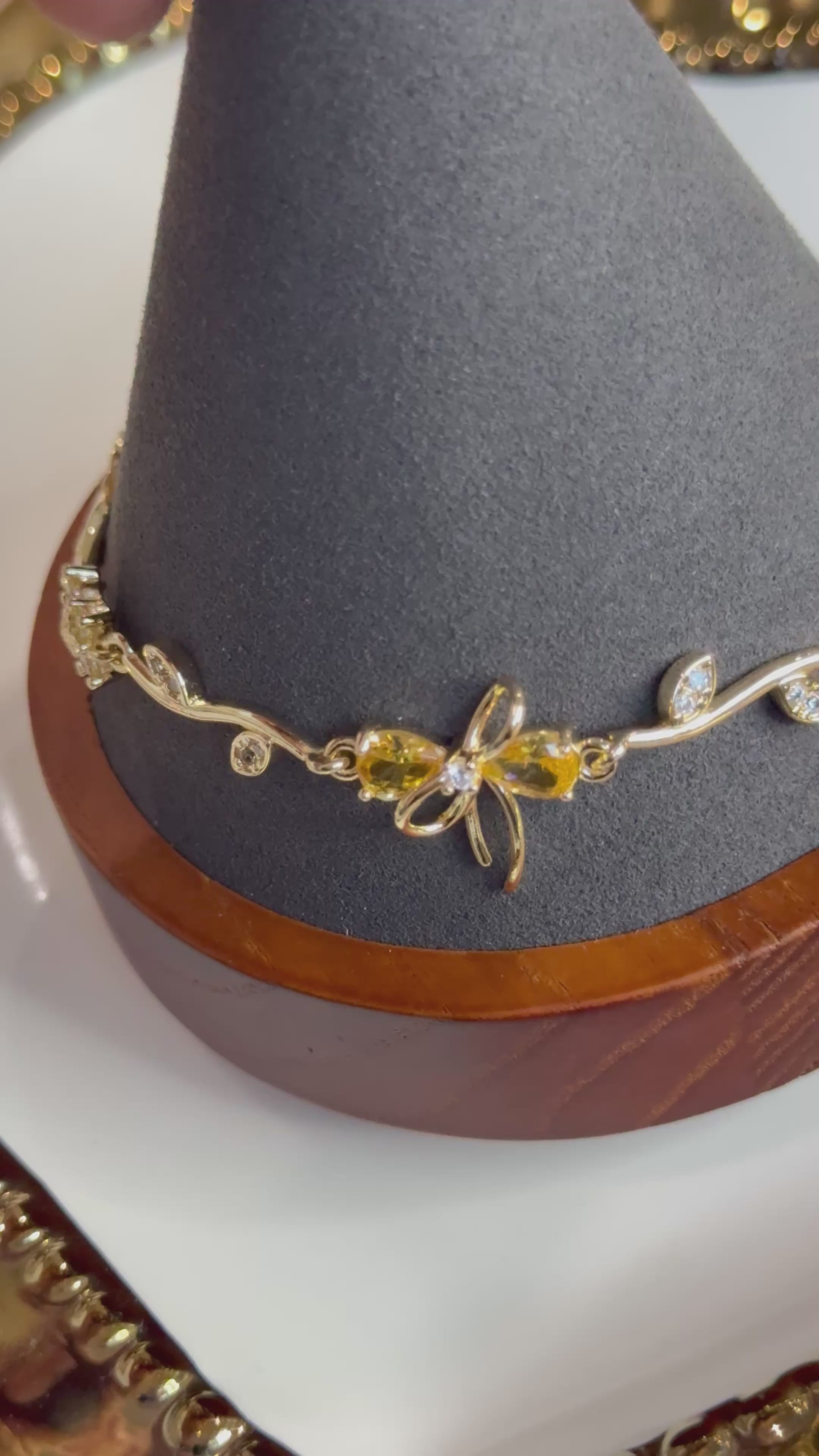 Gold plated Bow & Floral Vine Bracelet
