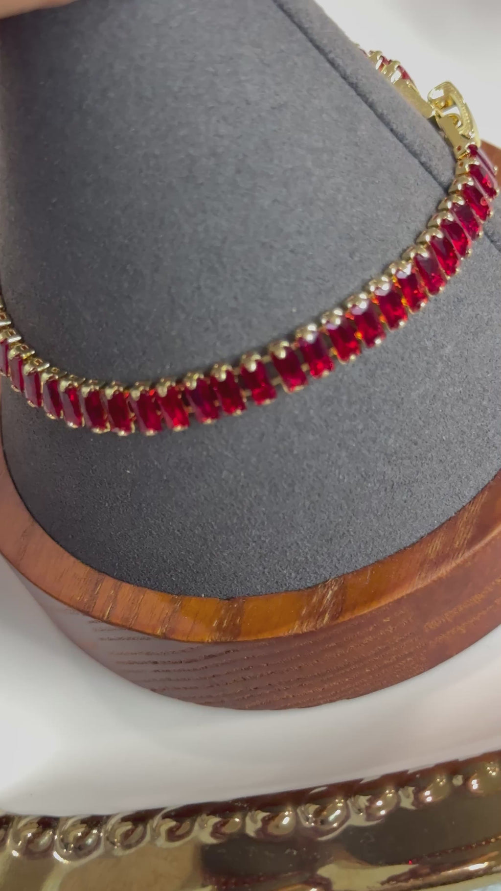 Red Emerald-Cut Crystal Tennis Bracelet