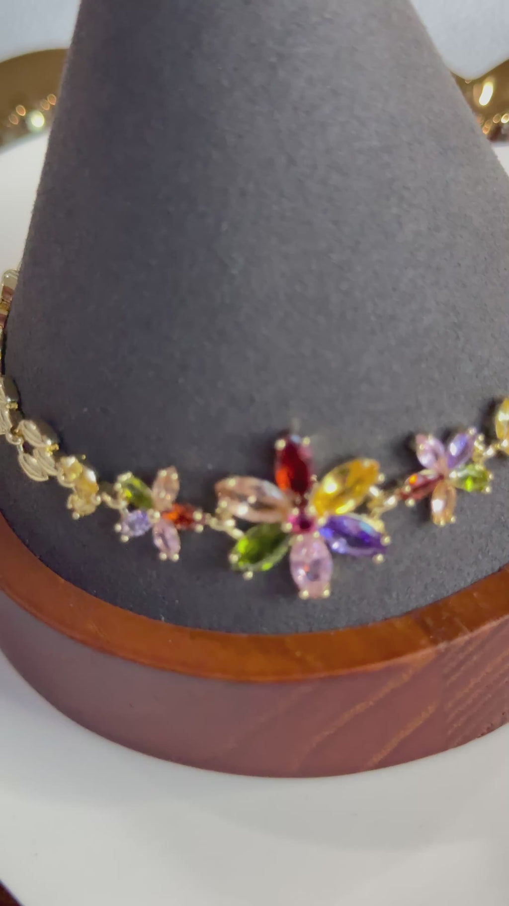 Gold plated Multicolor Crystal Floral Bracelet